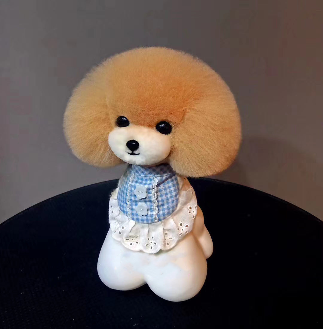 Champagne teddy head wig  with white muzzle trimmed