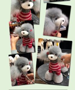 Teddy Bear Model Wig Hair grey Dog groomers, scissors practice, creative grooming, Asian style