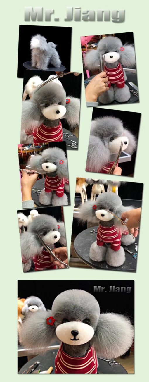 Teddy Bear Model Wig Hair grey Dog groomers, scissors practice, creative grooming, Asian style