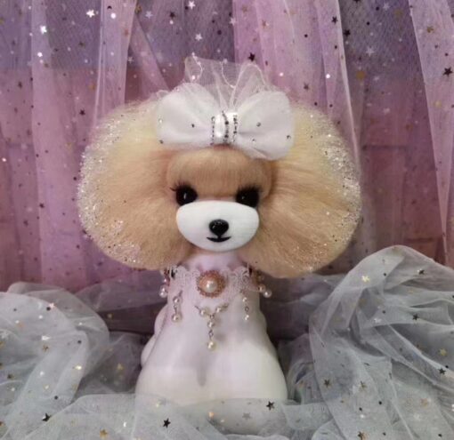 Mr Jiang Teddy body Head Wig Champagne for Dog Groomers practice