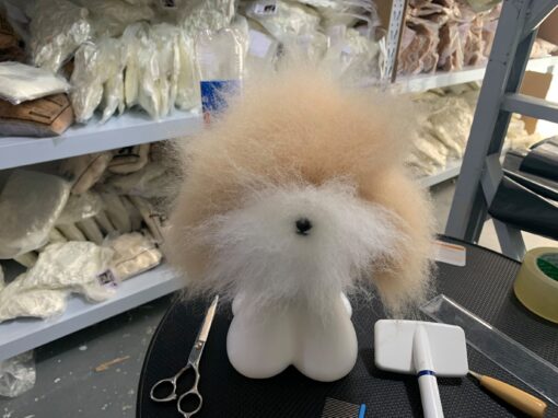 Mr Jiang Teddy body Head Wig Champagne for Dog Groomers practice wig unbrushed