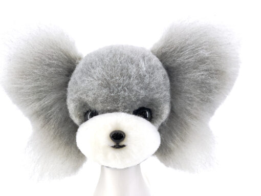 Teddy Bear Model Wig Head Hair Standing Ears Grey and Wite for Dog groomers