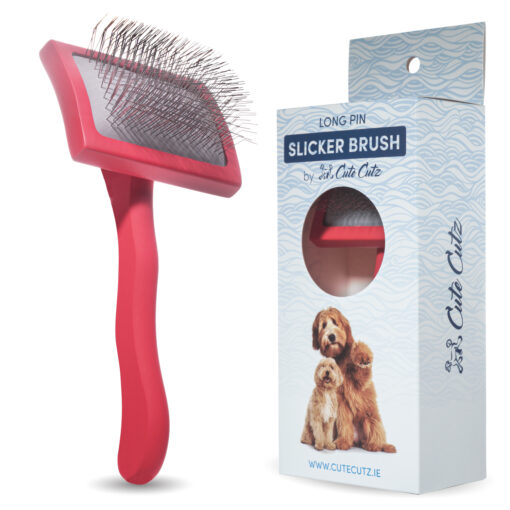 Cute Cutz Soft Pin Slicker Brush for Poodles, Bichons, Cockerpoos, curly coated dogs and for Deshedding Medium