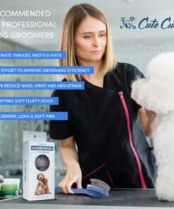 The slicker brush is professional quality for pet owners and groomers alike