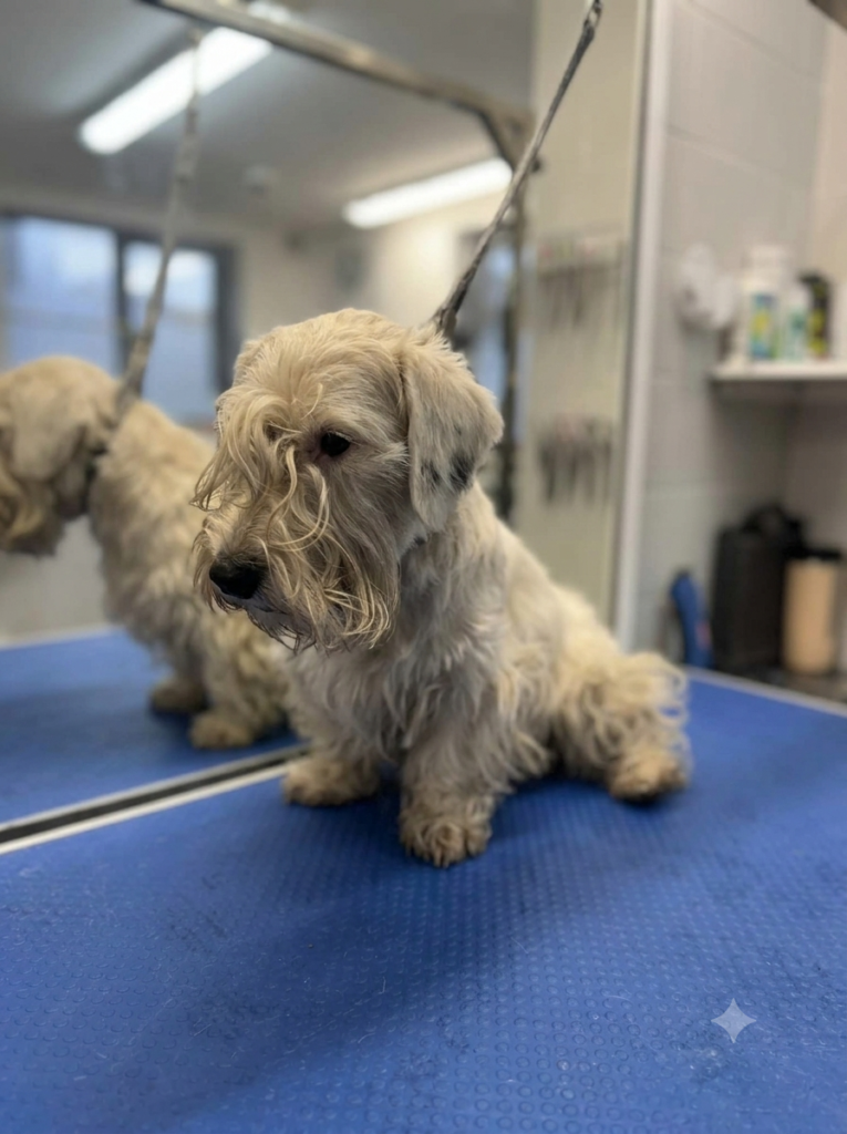 Maggie The Sealyham terrier Before Grooing